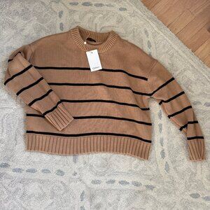 Quince 100% Organic Cotton Striped Crew Sweater Size Small NWT